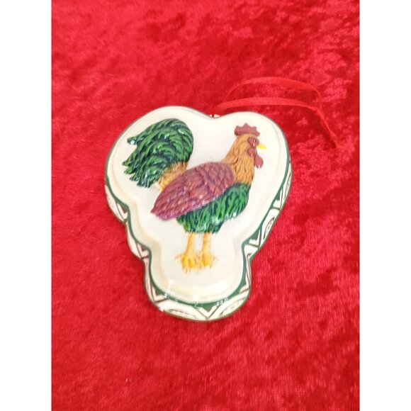 Ceramic Rooster Hanging Ornament With Intricate Hand-Painted Details & Red Ribbo - Picture 6 of 6